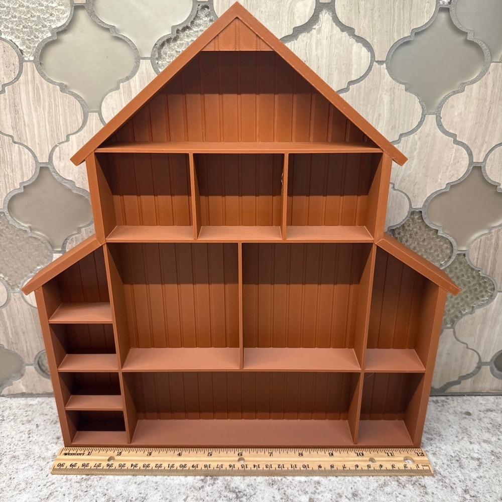 Barn Shaped Trinket Shelf Tray Display Brown Miniatures 3D printed 12x13"